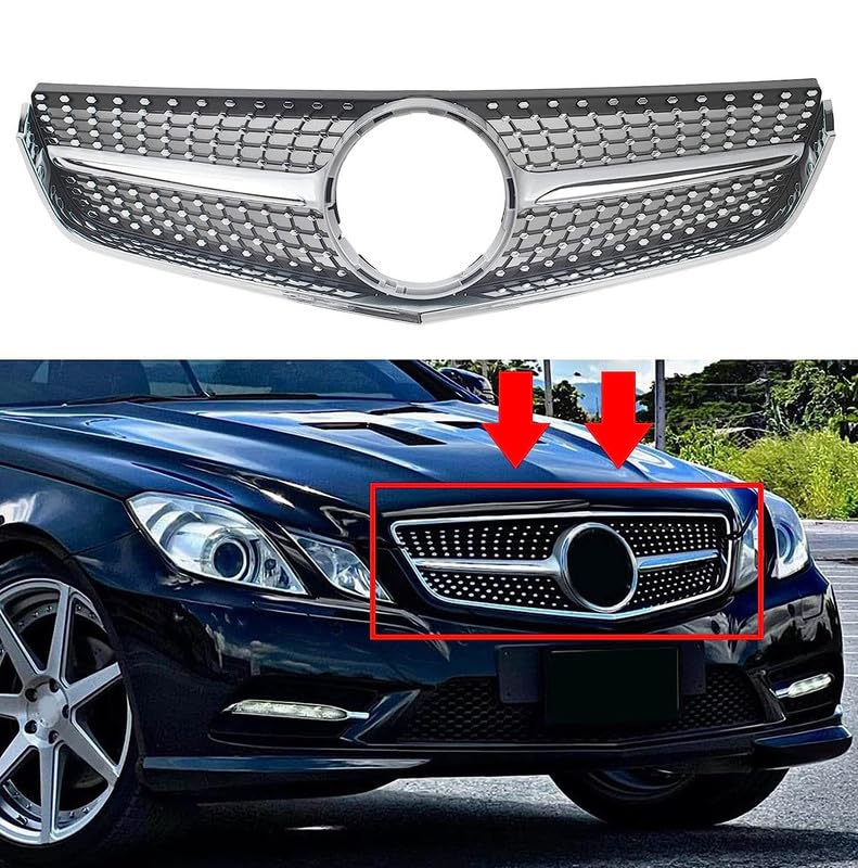 Car Craft Front Bumper Grill Compatible With Mercedes Benz E Class W207 2009-2013 Coupe Convertible Cabrolette Front Bumper Grill W207 Grill Diamond Silver - CAR CRAFT INDIA