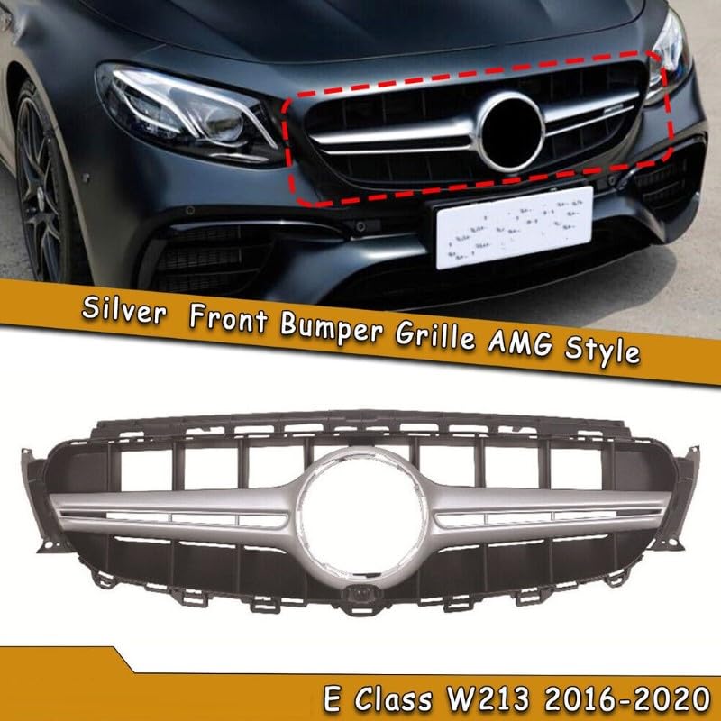 Car Craft Front Bumper Grill Compatible With Mercedes Benz E Class W213 2016-2021 Front Bumper Grill W213 Grill Silver E63 - CAR CRAFT INDIA