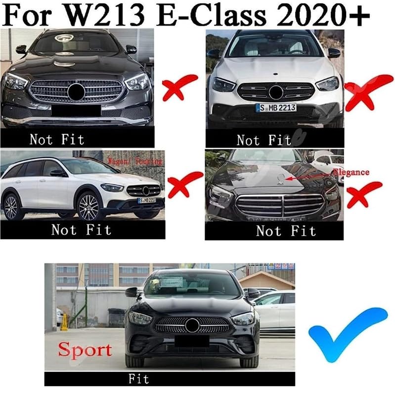 Car Craft Front Bumper Grill Compatible With Mercedes Benz E Class W213 Lci 2021-2023 Front Bumper Grill Panamericana Gt Sports W213 Grill Diamond Silver Lci Amg Sports - CAR CRAFT INDIA