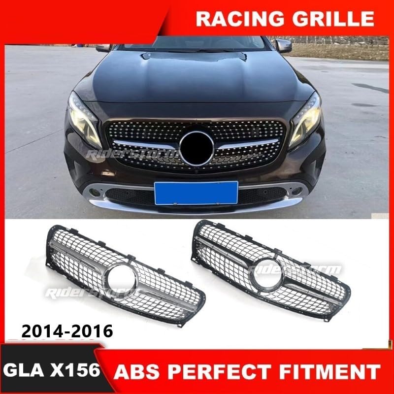 Car Craft Front Bumper Grill Compatible With Mercedes Gla W156 X156 2014-2016 Front Bumper Panamericana Grill W156 Grill Diamond Black - CAR CRAFT INDIA