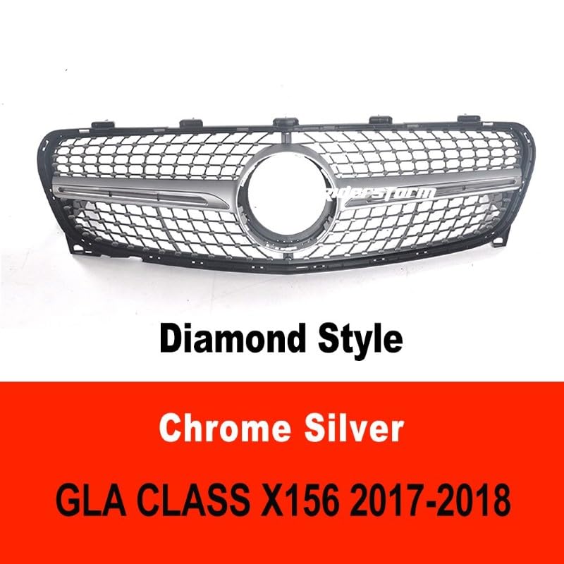 Car Craft Front Bumper Grill Compatible With Mercedes Gla W156 X156 2017-2020 Front Bumper Panamericana Grill W156 Grill Diamond Silver Lci - CAR CRAFT INDIA