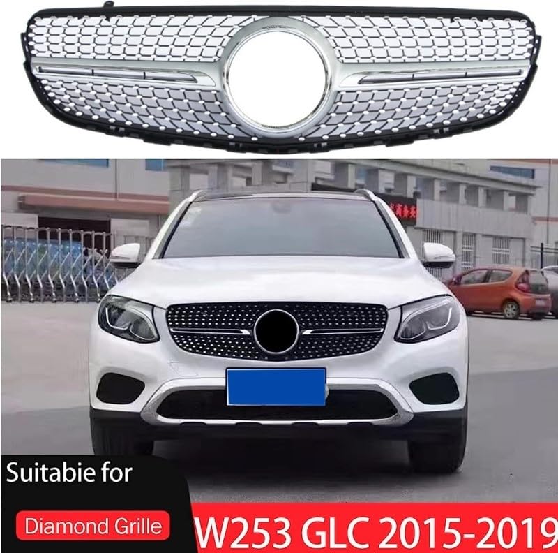 Car Craft Front Bumper Grill Compatible With Mercedes Glc W253 X256 2015-2019 Front Bumper Panamericana Grill W253 Grill Diamond Silver - CAR CRAFT INDIA