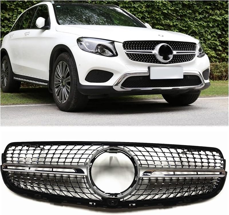 Car Craft Front Bumper Grill Compatible With Mercedes Glc W253 X256 2015-2019 Front Bumper Panamericana Grill W253 Grill Diamond Silver - CAR CRAFT INDIA