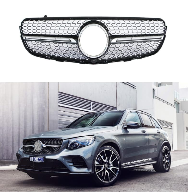 Car Craft Front Bumper Grill Compatible With Mercedes Glc W253 X256 2015-2019 Front Bumper Panamericana Grill W253 Grill Diamond Silver - CAR CRAFT INDIA