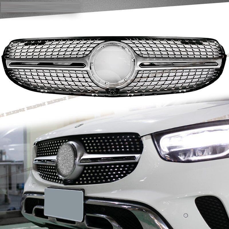 Car Craft Front Bumper Grill Compatible With Mercedes Glc W253 X256 2020-2023 Front Bumper Panamericana Grill W253 Grill Dynamic Diamond Silver Lci - CAR CRAFT INDIA