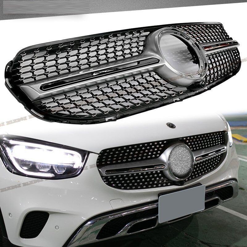 Car Craft Front Bumper Grill Compatible With Mercedes Glc W253 X256 2020-2023 Front Bumper Panamericana Grill W253 Grill Dynamic Diamond Silver Lci - CAR CRAFT INDIA