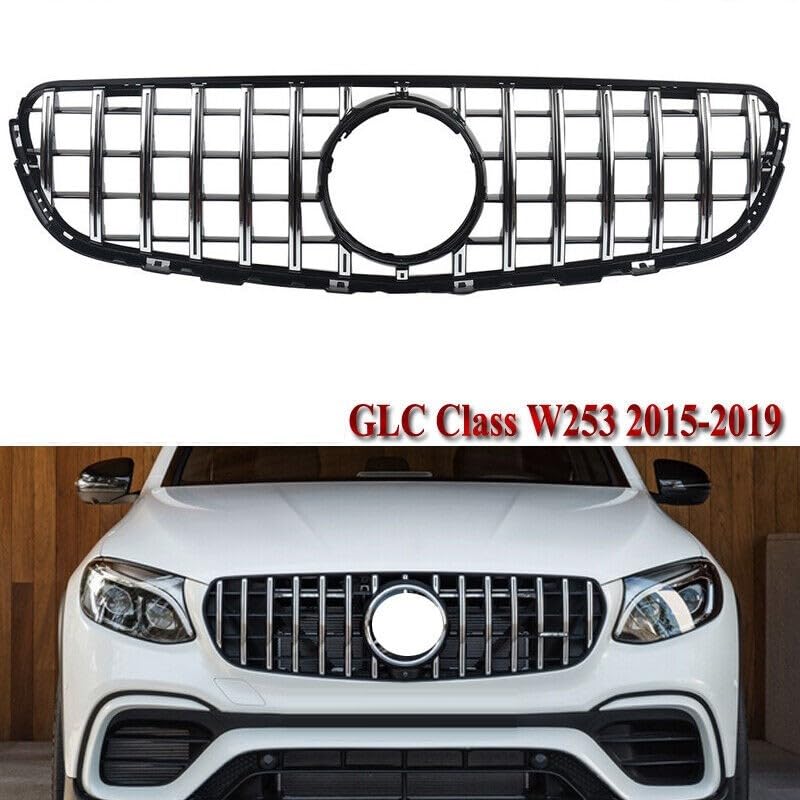 Car Craft Front Bumper Grill Compatible With Mercedes Glc W253 X256 2020-2023 Front Bumper Panamericana Grill W253 Grill Dynamic Gtr Silver Lci - CAR CRAFT INDIA