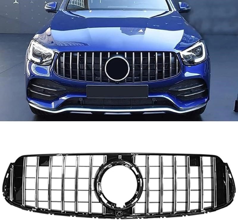 Car Craft Front Bumper Grill Compatible With Mercedes Glc W253 X256 2020-2023 Glc 63 Glc 65 Coupe Front Bumper Panamericana Grill W253 Grill Coupe Gtr Silver Lci - CAR CRAFT INDIA