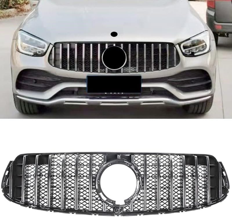 Car Craft Front Bumper Grill Compatible With Mercedes Glc W253 X256 2020-2023 Glc 63 Glc 65 Coupe Front Bumper Panamericana Grill W253 Grill Coupe Gtr Silver Lci - CAR CRAFT INDIA