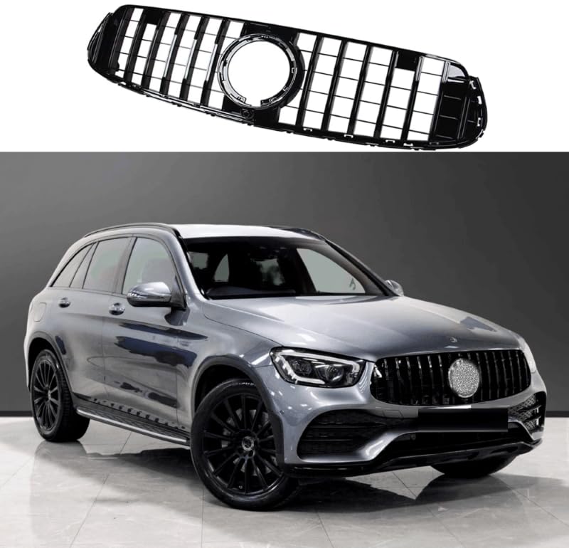 Car Craft Front Bumper Grill Compatible With Mercedes Glc W253 X256 2020-2023 Glc 63 Glc 65 Coupe Front Bumper Panamericana Grill W253 Grill Coupe Gtr Black Lci - CAR CRAFT INDIA