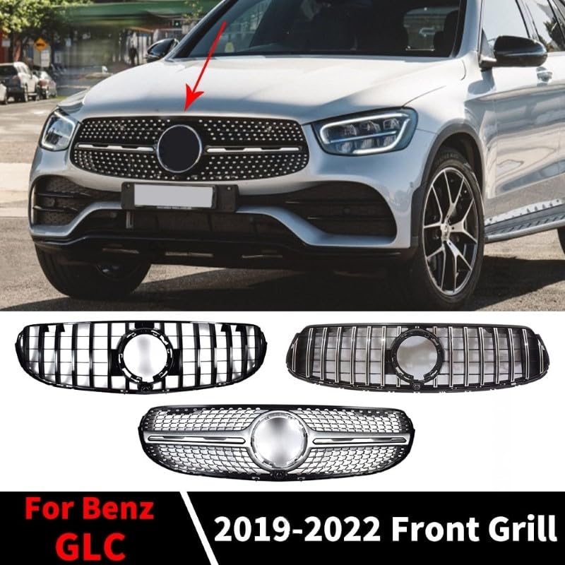 Car Craft Front Bumper Grill Compatible With Mercedes Glc W253 X256 2020-2023 Glc 63 Glc 65 Coupe Front Bumper Panamericana Grill W253 Grill Coupe Diamond Silver Lci - CAR CRAFT INDIA