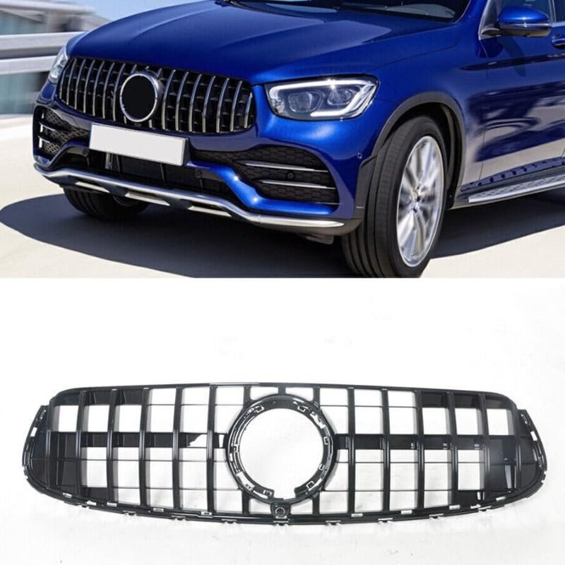 Car Craft Front Bumper Grill Compatible With Mercedes Glc W253 X256 2020-2023 Glc 63 Glc 65 Coupe Front Bumper Panamericana Grill W253 Grill Coupe Gtr Black Lci - CAR CRAFT INDIA