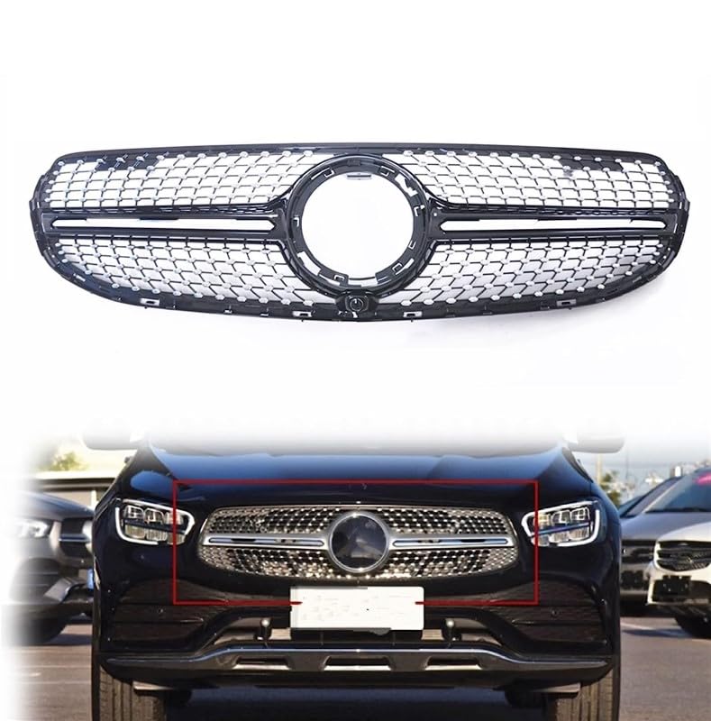 Car Craft Front Bumper Grill Compatible With Mercedes Glc W253 X256 2020-2023 Front Bumper Panamericana Grill W253 Grill Dynamic Diamond Silver Lci - CAR CRAFT INDIA