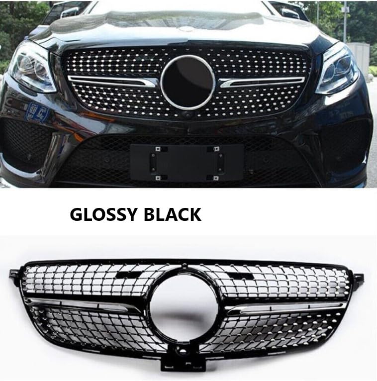 Car Craft Front Bumper Grill Compatible With Mercedes Gle W166 X166 2016-2020 Gle 63 Gle 55 Gle 65 Front Bumper Panamericana Grill W166 Grill Diamond Black Gle - CAR CRAFT INDIA