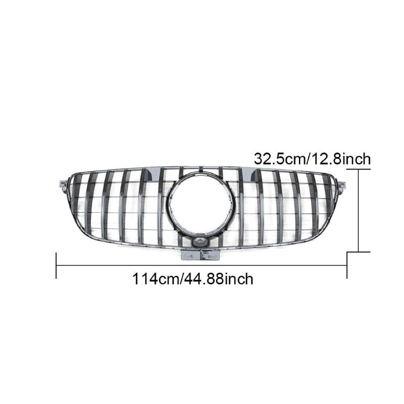 Car Craft Front Bumper Grill Compatible With Mercedes Gle W166 X166 2016-2020 Gle 63 Gle 55 Gle 65 Front Bumper Panamericana Grill W166 Grill Gtr Silver Gle - CAR CRAFT INDIA