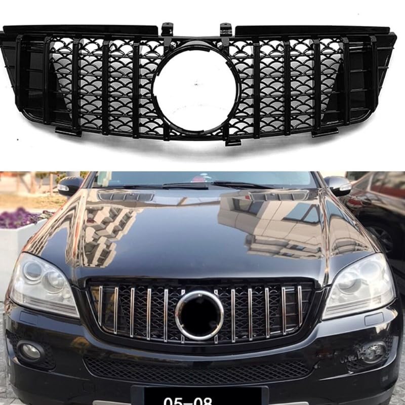 Car Craft Front Bumper Grill Compatible With Mercedes Ml W164 2005-2008 Sports Gt Amg Front Bumper Panamericana Grill W164 Grill Gtr Silver - CAR CRAFT INDIA