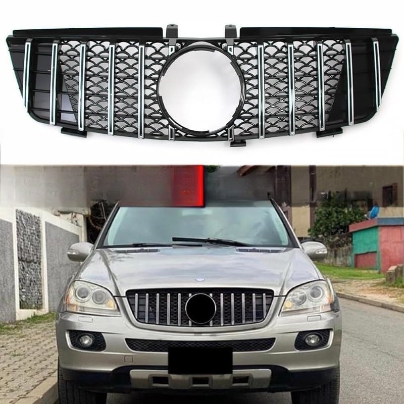 Car Craft Front Bumper Grill Compatible With Mercedes Ml W164 2005-2008 Sports Gt Amg Front Bumper Panamericana Grill W164 Grill Gtr Silver - CAR CRAFT INDIA