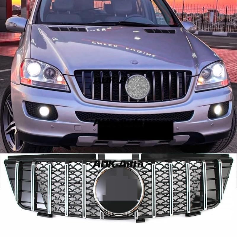 Car Craft Front Bumper Grill Compatible With Mercedes Ml W164 2005-2008 Sports Gt Amg Front Bumper Panamericana Grill W164 Grill Gtr Silver - CAR CRAFT INDIA