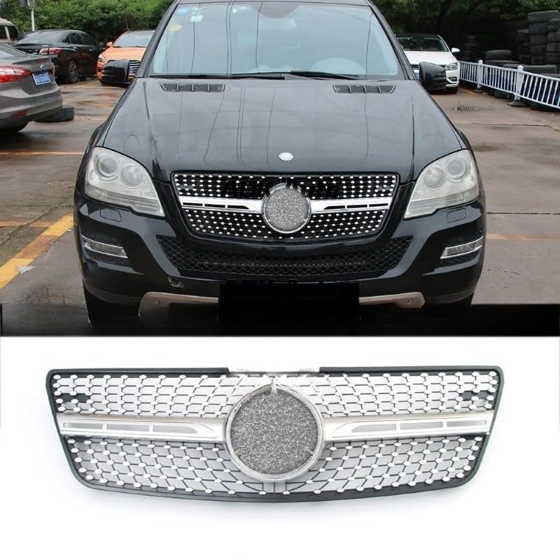 Car Craft Front Bumper Grill Compatible With Mercedes Ml W164 2009-2012 Sports Gt Amg Front Bumper Panamericana Grill W164 Grill Diamond Silver Lci - CAR CRAFT INDIA