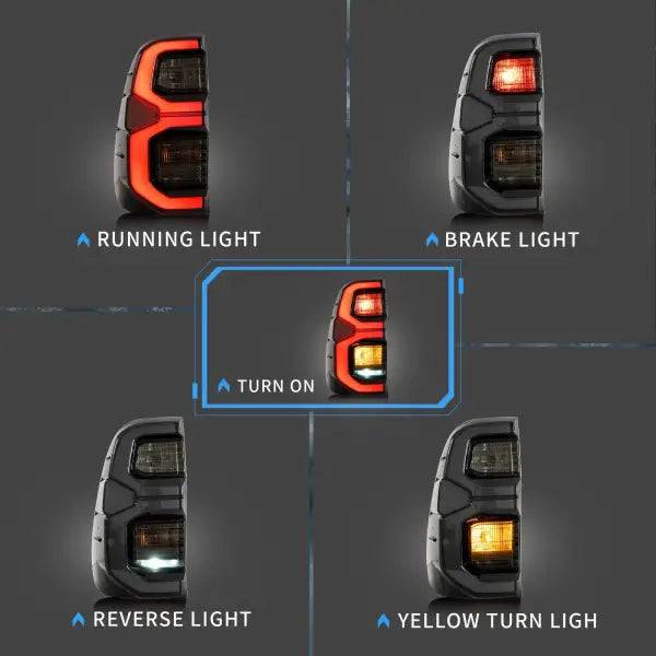 Car LED Tail Lights for Toyota Hilux 2015-2020 Plug and Play 12V Driving Lamps Daylight DRL Rear Lampsdrl Signal taillight LIGHT