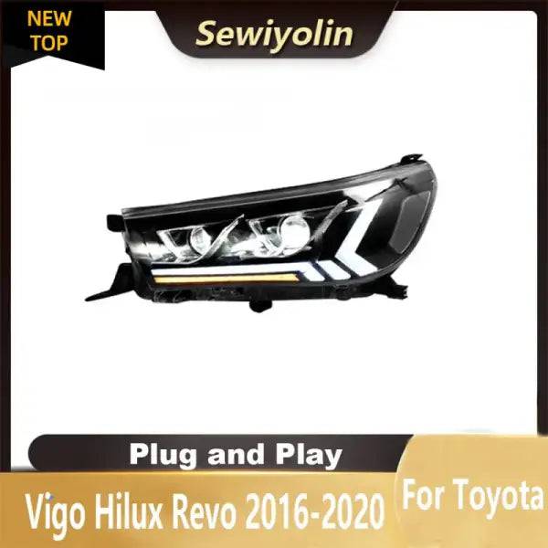 Car LED Headlight Auto Head Lamp for Toyota Vigo Hilux Revo 2015-2020 Reverse Brake Fog Front Lights DRL Plug and Play IP67 2Pcs