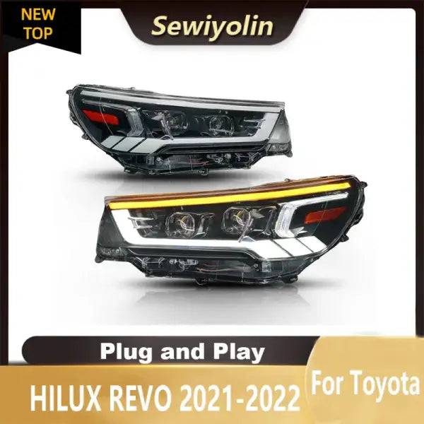 For Toyota HILUX REVO 2021-2022 Car LED Headlight Auto Head Lamp Reverse Brake Fog Front Lights DRL Plug and Play IP67 2Pcs/Set