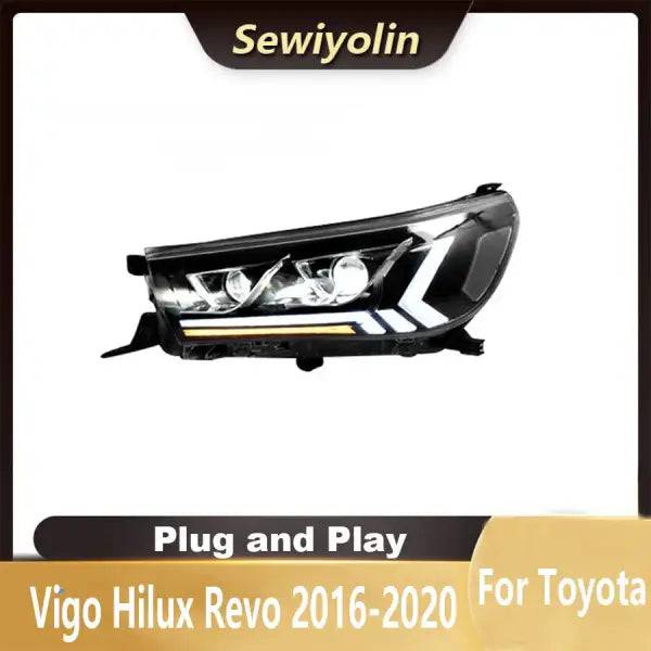 For Toyota Vigo Hilux Revo 2015-2020 Car LED Headlight Auto Head Lamp Reverse Brake Fog Front Lights DRL Plug and Play IP67 2Pcs