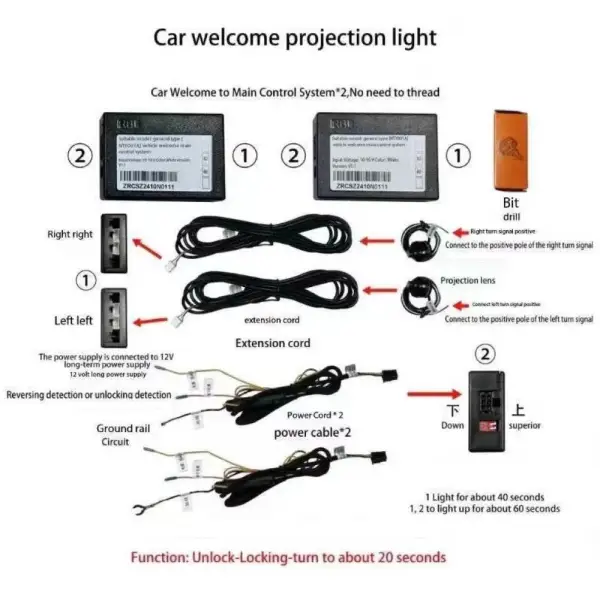 Car Craft Mirror Wings Welcome Ambient Dual Control Led