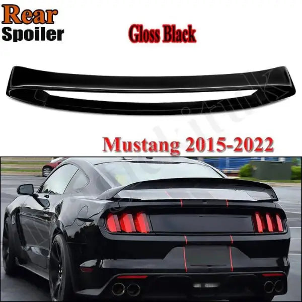 Topcn Bright Black ABS Spoiler Lip For 2015-2022 Ford Mustang (Rear, Bolt-On, No Drilling)
