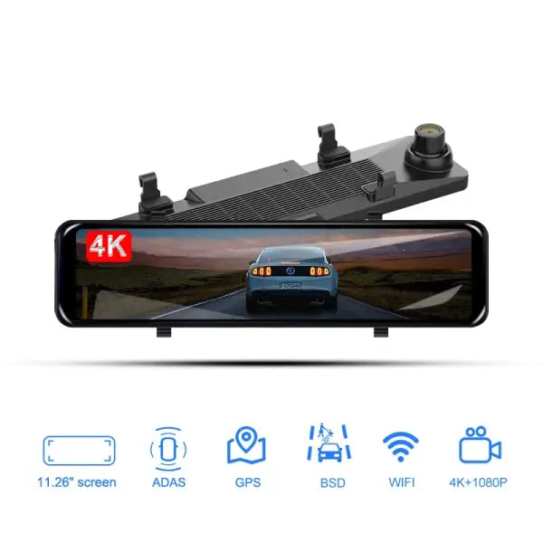 Car Dash Cam DVR Camera Recorder Wide Angle Touch Screen Lens Video Recorder Rearview Mirror Front Rear Driving Recorder