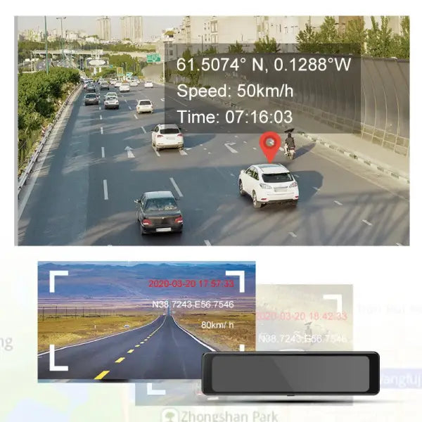 Car Dash Cam DVR Camera Recorder Wide Angle Touch Screen Lens Video Recorder Rearview Mirror Front Rear Driving Recorder