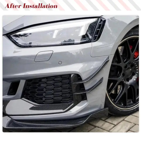 Car Front Body Kits Splitters Canards for Audi A5 S5 Sline RS5 B9 2018-2020 Realcarbon Fiber Car Front Canards Fins