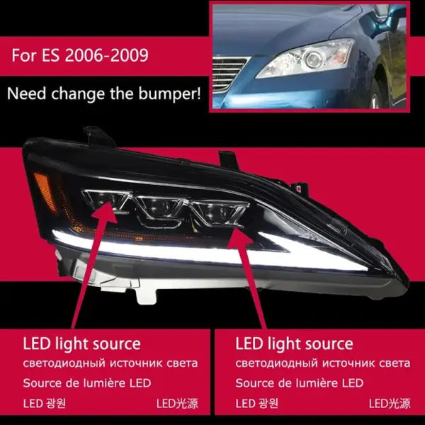 Car Head Lamp for Lexus ES ES200 Headlights 2006-2012 ES300 LED Headlight ES250 DRL Signal Projector Lens Auto