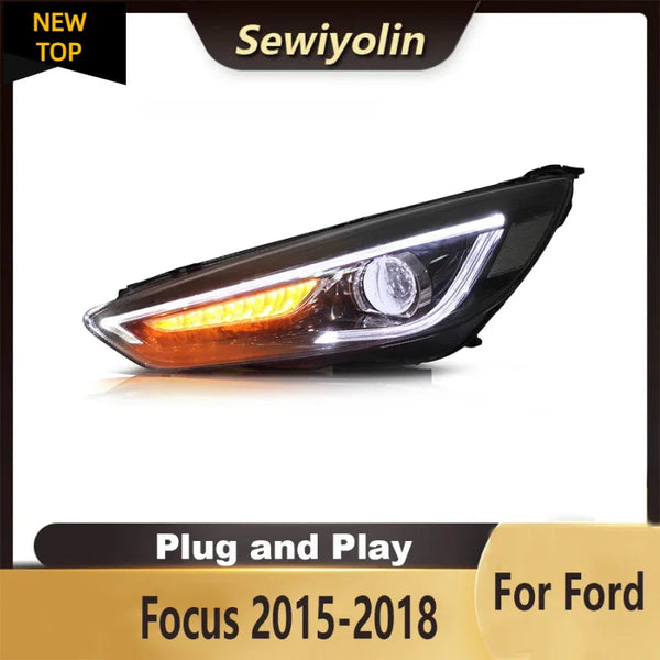 Car Headlight Assembly for Ford Focus 2015-2018 LED Lights Lamp DRL Signal Plug and Play Daytime Running