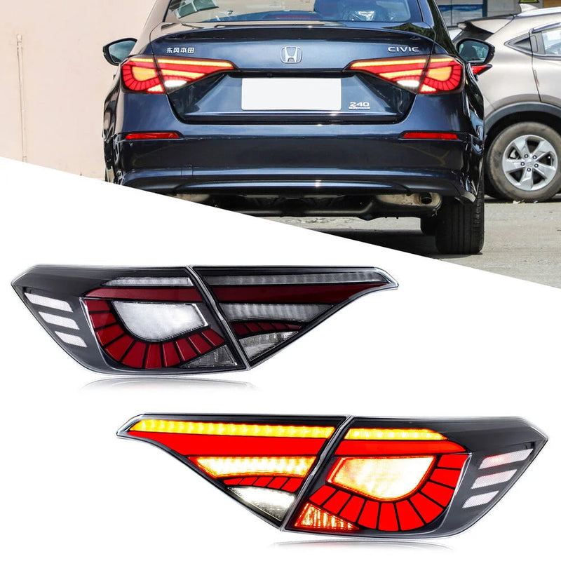 Car LED Trailer Lights Tail Lamp for Honda Civic 11Th Gen 202-2023 Facelift Rear DRL Signal Automotive Plug and Play