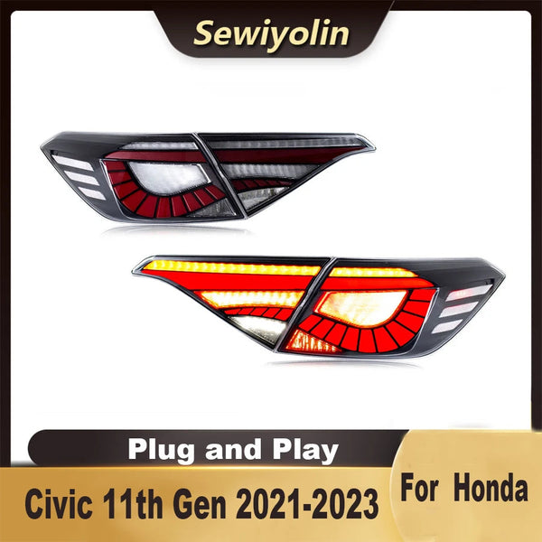 Car LED Trailer Lights Tail Lamp for Honda Civic 11Th Gen 202-2023 Facelift Rear DRL Signal Automotive Plug and Play