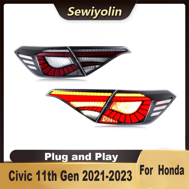 Car LED Trailer Lights Tail Lamp for Honda Civic 11Th Gen 202-2023 Facelift Rear DRL Signal Automotive Plug and Play