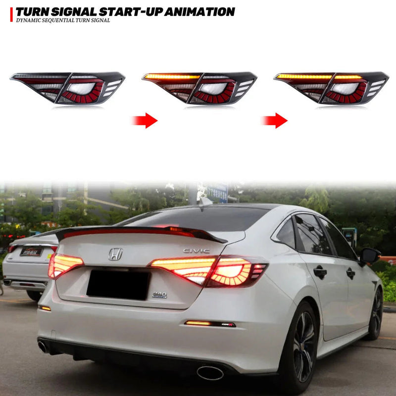 Car LED Trailer Lights Tail Lamp for Honda Civic 11Th Gen 202-2023 Facelift Rear DRL Signal Automotive Plug and Play
