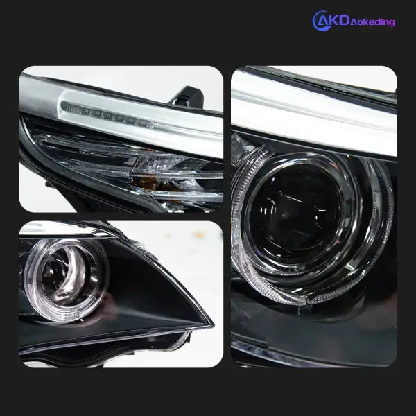 Car Light for BMW E60 2003-2010 5 Series 520I LED Auto Headlight Assembly Upgrade Angel Eyes Design Bicofal Lens