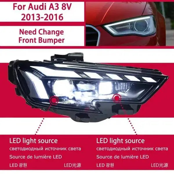 Car Lights for Audi A3 8V 2013-2021 S3 RS3 Sedan Hatchback