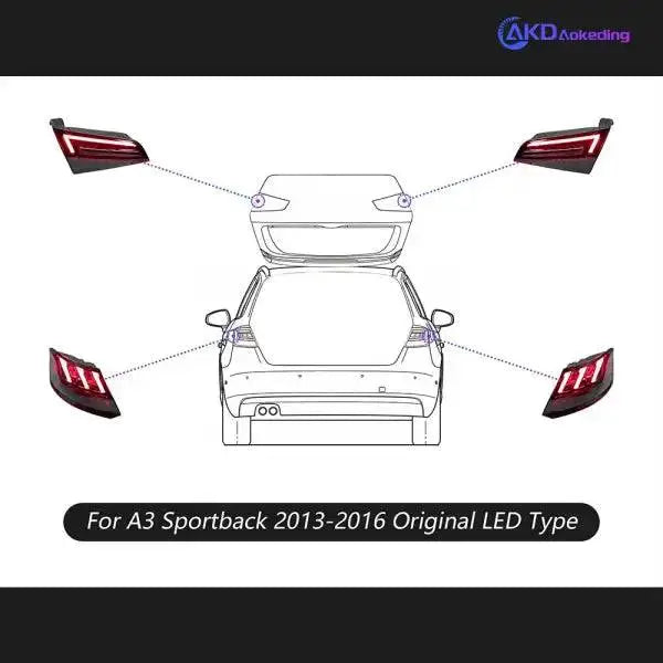 Car Lights for Audi A3 LED Tail Light 2013-2019 S3