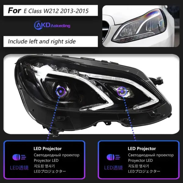 Car Lights for BENZ W212 LED Headlight 2010-2016 Headlights E200 E300 DRL Turn Signal High Beam Angel Eye