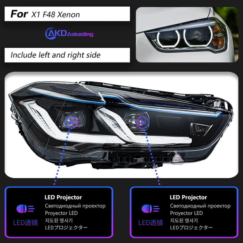 Car Lights for BMW X1 LED Headlight Porjector Lens 2017-2021 F48 Head Lamp F49 Front DRL Signal Automotive