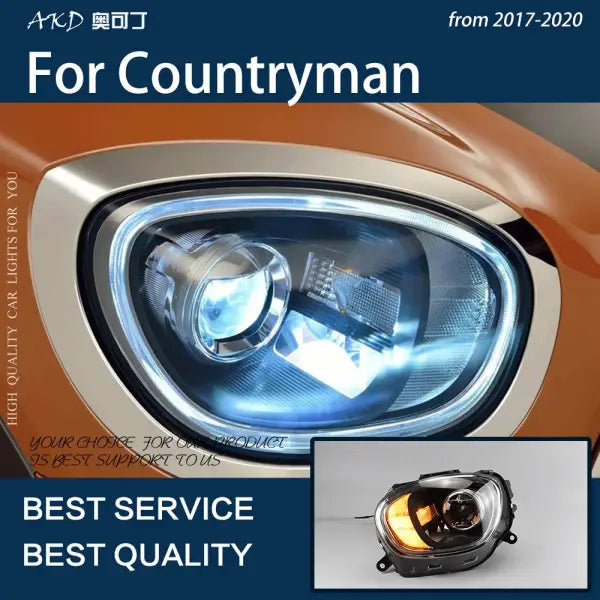 Car Lights for F60 Mini Countryman 2016-2021 LED Auto Headlights Assembly Upgrade DRL Bicofal Lens Start Animation