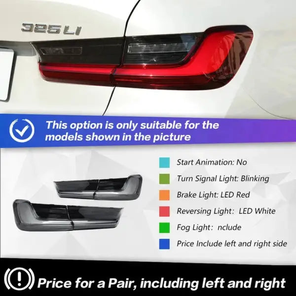 Car Lights for BMW G20 G28 LED Tail Light 2019-2021 325I 320I Rear Fog