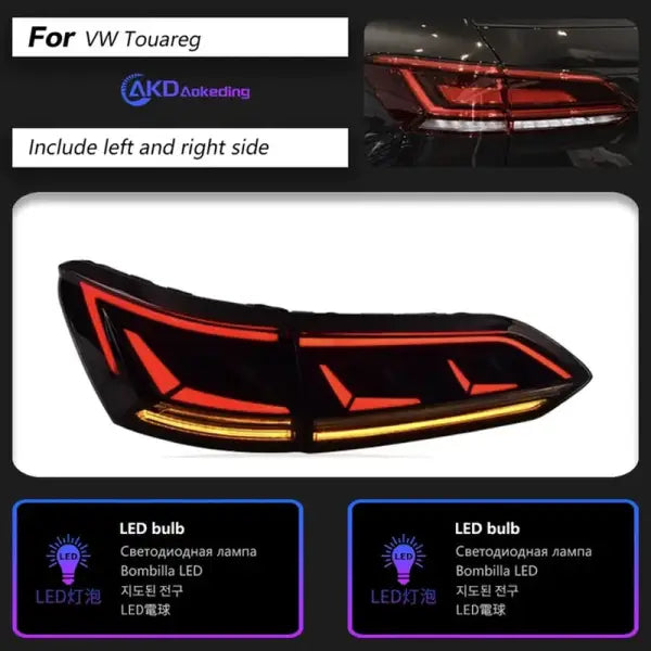 Car Lights Forvw Touareg LED Tail Light 2019-2023 Touareg Rear Fog Brake Turn Signal Automotive