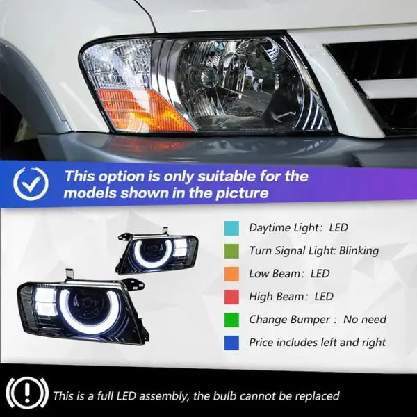 Car Lights for Pajero V73 LED Headlight 2004-2016 Headlights V77 V75 DRL Turn Signal High Beam Angel Signal DRL