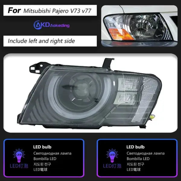 Car Lights for Pajero V73 LED Headlight 2004-2016 Headlights V77 V75 DRL Turn Signal High Beam Angel Signal DRL