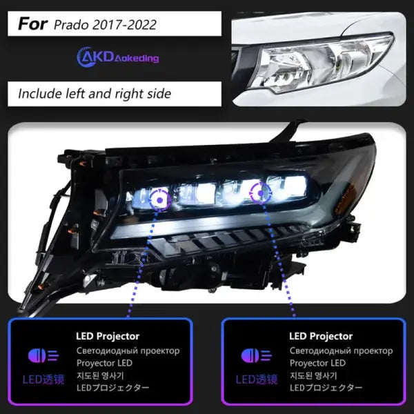 Car Lights for Toyota Prado LED Headlight 2017-2022 Prado Head Lamp Drl Dynamic Signal Projector Lens Automotive