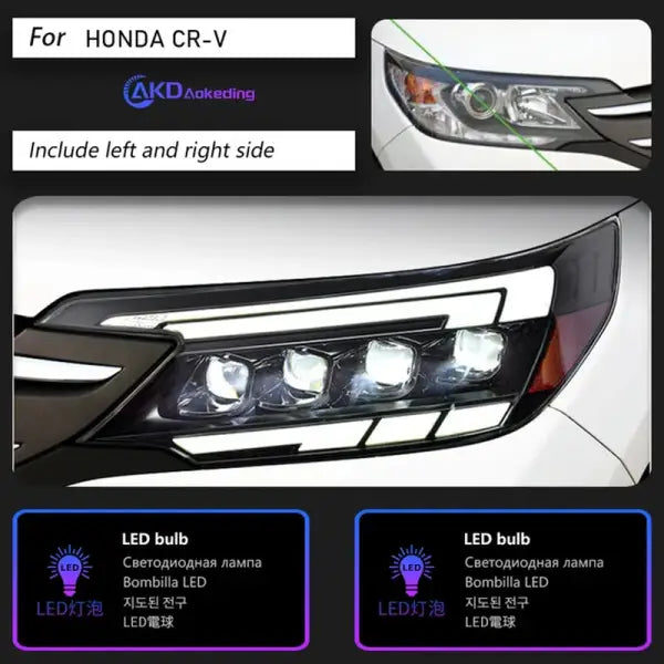 Car Styling Head Lamp for CR-V Headlights 2012-2014 LED Headlight Led DRL Double Lens Hid Bi Xenon